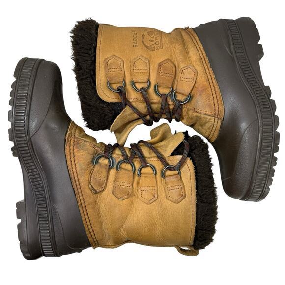 SOREL VTG BADGER Boots Womens Size 6 Brown Leather Lined Winter Snow CANADA Made - Picture 6 of 11